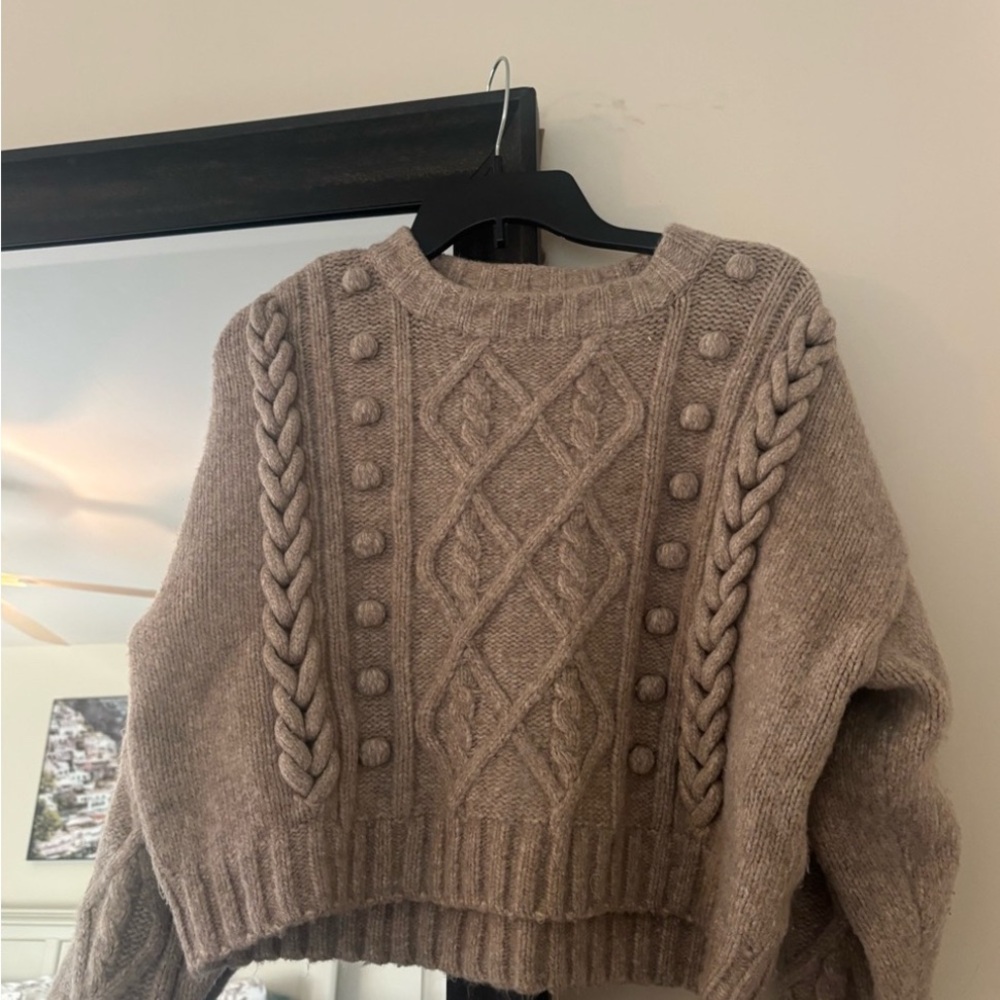 H&M Cable Knit Sweater in Brown